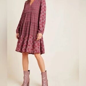 Maeve Amber Tiered Tunic Dress - romantic and cozy dress from Anthropologie